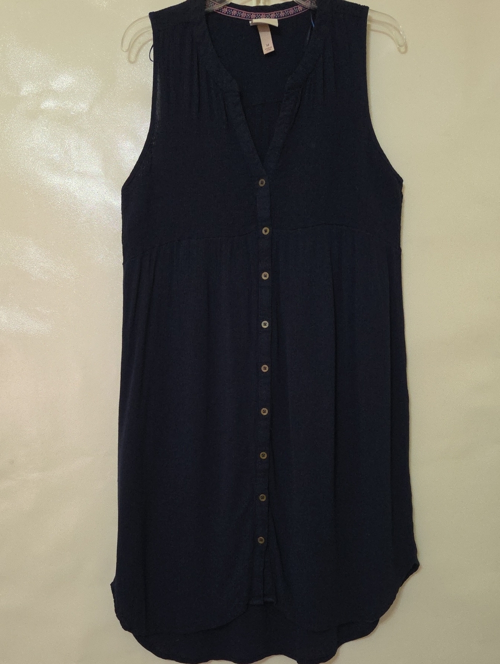 Knox Rose Women's Sleeveless Navy Button-Front High Low Dress - Size Med